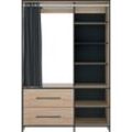 Kleiderschrank TEMAHOME "JUNGO", schwarz (eichefarbig), B:122cm H:182,1cm T:50cm, Spanplatte, Melamin, Stoff, Schränke