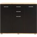 Kombikommode PRIESS "Barcelona" Sideboards Gr. B/H/T: 123cm x 103cm x 38cm, 2 St., schwarz (astkernbuchefarben, schwarz)