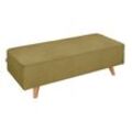 Hocker TOM TAILOR HOME "NORDIC PURE" Gr. B/H/T: 137cm x 42cm x 61cm, Samtstoff STC, beige (gold mustard stc 13) Fußhocker Polsterhocker Breite 137 cm, Füße Buche natur