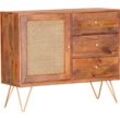 Kommode GUTMANN FACTORY "Network", beige (natur), B:105cm H:87cm T:39cm, Massivholz, Sideboards, mit Rattan Wiener Geflecht und Hairpin Beinen