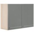 Hängeschrank OPTIFIT "Bern", grau (basaltgrau, akaziefarben), B:100cm H:70,4cm T:34,9cm, Schränke, Breite 100 cm, 70 cm hoch, 2 Türen, mit Metallgriffen