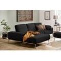 Ecksofa W.SCHILLIG "run", schwarz (midnight w82), B:279cm H:88cm T:178cm, Longlife Xtra-Leder Z73: Naturwalkleder der Luxusklasse aus den erlesensten Rohhäuten. Hautstärke 1, 1 u2013 1, 3 mm, ROHLEDER Jacquard-Flachgewebe Q2 W60 (63% Polyester, 37% Polyacryl), ROHLEDER Chenille-Flachgewebe Q2 W77 (68% Polyacryl, 32% Polyester), Stoff S37 (100% Polyester), Sofas, mit elegantem Holzsockel, Füße in S