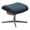 Fußhocker STRESSLESS "Mayfair", blau (petrol q2 faron), B:55cm H:41cm T:39cm, ROHLEDER Stoff Q2 FARON: Ein fester zuverlässiger Bouclu00e9 mit einem strukturierten Aussehen und einer komfortablen Oberfläche (100% Polyester im Flor, Grundgewebe: 50% Polyester, 50% Polyacryl), Hocker, mit Cross Base, Größe S, M & L, Holzakzent Eiche