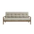 Schlafsofa KARUP DESIGN "KNOB", beige (linen), B:205cm H:79cm T:95cm, Matratzenmaterialzusammensetzung: Futonmatratze mit Knopfheftung, Höhe 14 cm, aus recyceleten Mischfasern mit einem Kern aus 4 cm Schaumstoff. Matratzenfüllung: Baumwoll-Mix-Füllung 90-95% Baumwolle und 5-10% Polyester. Bezug: 75% Baumwolle, 25% Leinen, Sofas, mit Futonmatratze, verschiedene Farben, FSC-zertifiziert, Kiefer