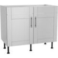 Spülenschrank OPTIFIT "Ahus", grau (hellgrau matt, hellgrau), B:100cm H:87cm T:58,4cm, Schränke, Breite 100 cm