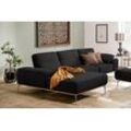 Ecksofa W.SCHILLIG "run", schwarz (midnight w82), B:319cm H:88cm T:178cm, Longlife Xtra-Leder Z73: Naturwalkleder der Luxusklasse aus den erlesensten Rohhäuten. Hautstärke 1, 1 u2013 1, 3 mm, ROHLEDER Jacquard-Flachgewebe Q2 W60 (63% Polyester, 37% Polyacryl), ROHLEDER Chenille-Flachgewebe Q2 W77 (68% Polyacryl, 32% Polyester), Stoff S37 (100% Polyester), Sofas, mit elegantem Holzsockel, Füße in S