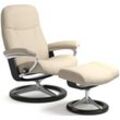 Relaxsessel STRESSLESS "Garda", beige (cream batick), B:82cm H:102cm T:72cm, Sessel, mit Hocker, mit Signature Base, Größe M, Gestell Schwarz