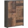 Kommode FORTE "CHEST", grau (betonoptik, old, wood vintage), B:77,2cm H:112,7cm T:29,6cm, Dekorfolie, FSC-zertifizierter Holzwerkstoff, Metall, Kunststoff, Sideboards, Breite ca. 77 cm