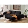 Ecksofa W.SCHILLIG "run", schwarz (midnight w82), B:299cm H:88cm T:178cm, Longlife Xtra-Leder Z73: Naturwalkleder der Luxusklasse aus den erlesensten Rohhäuten. Hautstärke 1, 1 u2013 1, 3 mm, ROHLEDER Jacquard-Flachgewebe Q2 W60 (63% Polyester, 37% Polyacryl), ROHLEDER Chenille-Flachgewebe Q2 W77 (68% Polyacryl, 32% Polyester), Stoff S37 (100% Polyester), Sofas, mit elegantem Holzsockel, Füße in S