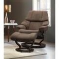 Relaxsessel STRESSLESS "Reno", braun (schwarz beige q2 faron), B:75cm H:96cm T:75cm, Leder BATICK: BATICK ist ein leicht korrigiertes, durchgefärbtes und genarbtes Möbelleder, bei dem die meisten Unebenheiten und Spuren in der Regel entfernt wurden., Leder PALOMA: PALOMA ist ein durchgefärbtes Semianilin-Möbelleder mit natürlicher Narbung., ROHLEDER Stoff Q2 FARON: Ein fester zuverlässiger Bouclu0