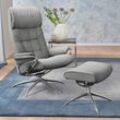 Relaxsessel STRESSLESS "London", grau (grau q2 faron), B:80cm H:116cm T:71cm, Leder BATICK: durchgefärbtes und genarbtes Möbelleder, Leder PALOMA: PALOMA ist ein durchgefärbtes Semianilin-Möbelleder mit natürlicher Narbung., ROHLEDER Stoff Q2 FARON (100% Polyester im Flor, Grundgewebe: 50% Polyester, 50% Polyacryl), Sessel, mit Hocker, High Back, mit Star Base, Gestell Chrom