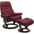 Relaxsessel STRESSLESS "Sunrise", rot (bordeaux batick), B:79cm H:103cm T:73cm, Leder BATICK: BATICK ist ein leicht korrigiertes, durchgefärbtes und genarbtes Möbelleder, bei dem die meisten Unebenheiten und Spuren in der Regel entfernt wurden., Leder PALOMA: PALOMA ist ein durchgefärbtes Semianilin-Möbelleder mit natürlicher Narbung., ROHLEDER Stoff Q2 FARON: Ein fester zuverlässiger Bouclu00e9 m