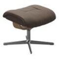 Fußhocker STRESSLESS "Mayfair", braun (mole batick), B:55cm H:41cm T:39cm, Leder BATICK: BATICK ist ein leicht korrigiertes, durchgefärbtes und genarbtes Möbelleder, bei dem die meisten Unebenheiten und Spuren in der Regel entfernt wurden., Hocker, mit Cross Base, Größe S, M & L, Holzakzent Eiche