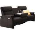 Sofa HOME AFFAIRE "Turin", braun (mittelbraun), B:222cm H:107cm T:102cm, Sofas, 2-Sitzer-Sofa, mit motorischer Relaxfunktion, Tisch, Leuchte + USB-Ladestation