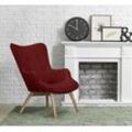 Sessel ANDAS "Nicko", rot (dunkelrot), B:71cm H:96cm T:86cm, 100% Polyester, Sessel, Design-Sessel Einzelsessel Sessel mit Hocker Lounge-Sessel, wahlweise mit und ohne Hocker