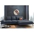 Ecksofa W.SCHILLIG "enjoy&MORE" Sofas Gr. B/H/T: 310cm x 87cm x 185cm, Stoff S37, Recamiere rechts, mit Kopfteilverstellung-mit Armlehnenverstellung-mit Sitztiefenverstellung, blau (dark blue s37) Sitztiefenverstellung, Füße schwarz pulverbeschichtet, Breite 310 cm