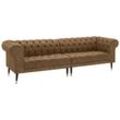 Chesterfield-Sofa GUIDO MARIA KRETSCHMER HOME & LIVING "Tinnum", braun (hellbraun), B:263cm H:77cm T:87cm, Luxus-Microfaser Vintageoptik (66% PU, 27% Polyester, 7% Baumwolle), Struktur weich( 97% Polyester, 3% Polyacryl), Sofas