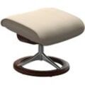 Fußhocker STRESSLESS "Admiral", beige (cream batick), B:55cm H:41cm T:39cm, Leder BATICK: BATICK ist ein leicht korrigiertes, durchgefärbtes und genarbtes Möbelleder, bei dem die meisten Unebenheiten und Spuren in der Regel entfernt wurden., Hocker, mit Signature Base, Gestell Braun