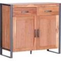 Kommode GUTMANN FACTORY "Alvara", grau (natur, anthrazit), B:100cm H:90cm T:42cm, Massivholz, Metall, Sideboards, mit Rattan Geflecht