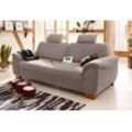 3,5-Sitzer HOME AFFAIRE "Husum", grau (hellgrau), B:225cm H:90cm T:106cm, Luxus-Microfaser mit Druck (100% Polyester), Luxus-Microfaser in Lederoptik (100% Polyester), Luxus-Microfaser ALTARA NUBUCK (100% Polyester), Sofas, mit Sitztiefenverstellung, Kontrastnaht und Federkern