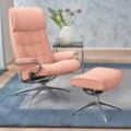 Relaxsessel STRESSLESS "London", rosa (light pink q2 faron), B:80cm H:116cm T:71cm, Leder BATICK: durchgefärbtes und genarbtes Möbelleder, Leder PALOMA: PALOMA ist ein durchgefärbtes Semianilin-Möbelleder mit natürlicher Narbung., ROHLEDER Stoff Q2 FARON (100% Polyester im Flor, Grundgewebe: 50% Polyester, 50% Polyacryl), Sessel, mit Hocker, High Back, mit Star Base, Gestell Chrom