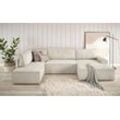 Wohnlandschaft HOME AFFAIRE "SHERWOOD XXL 329 cm, U-Form, Schlafsofa" Sofas Gr. B/H/T: 329cm x 85cm x 195cm, Cord, Recamiere rechts, beige (hellbeige) Schlaffunktion m. Bettkasten (194x139 cm), Cord, Vintage, Samtvelours