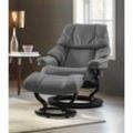 Relaxsessel STRESSLESS "Reno", grau (dunkelgrau dinamica), B:79cm H:98cm T:75cm, Leder BATICK: BATICK ist ein leicht korrigiertes, durchgefärbtes und genarbtes Möbelleder, bei dem die meisten Unebenheiten und Spuren in der Regel entfernt wurden., Leder PALOMA: PALOMA ist ein durchgefärbtes Semianilin-Möbelleder mit natürlicher Narbung., ROHLEDER Stoff Q2 FARON: Ein fester zuverlässiger Bouclu00e9 