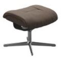 Fußhocker STRESSLESS "Mayfair", braun (mole batick), B:55cm H:41cm T:39cm, Leder BATICK: BATICK ist ein leicht korrigiertes, durchgefärbtes und genarbtes Möbelleder, bei dem die meisten Unebenheiten und Spuren in der Regel entfernt wurden., Hocker, mit Cross Base, Größe S, M & L, Holzakzent Schwarz