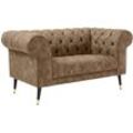 Chesterfield-Sofa GUIDO MARIA KRETSCHMER HOME & LIVING "Tinnum", braun (hellbraun), B:150cm H:77cm T:87cm, Luxus-Microfaser Vintageoptik (66% PU, 27% Polyester, 7% Baumwolle), Struktur weich( 97% Polyester, 3% Polyacryl), Sofas