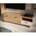 TV-Schrank FORTE, braun (riviera eiche, schnee eiche), B:149,6cm H:47,3cm T:41,3cm, Spanplatte, Schränke