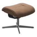 Fußhocker STRESSLESS "Mayfair", braun (latte batick), B:55cm H:41cm T:39cm, Leder BATICK: BATICK ist ein leicht korrigiertes, durchgefärbtes und genarbtes Möbelleder, bei dem die meisten Unebenheiten und Spuren in der Regel entfernt wurden., Hocker, mit Cross Base, Größe S, M & L, Holzakzent Schwarz