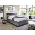 Boxspringbett, grau (anthrazit, grau), Kaltschaum-Topper, Liegefläche B/L: 140cm x 200cm, H2, Bonnell-Federkernmatratze, Bezug Obermatratze 100% Polyester, waschbar bis 60u00b0C, Bezug Unterbox und Kopfteil: Mikrofaservelours (100% Polyester), WESTFALIA SCHLAFKOMFORT, Komplettbetten, Boxspringbett, mit LED-Beleuchtung