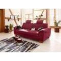 3,5-Sitzer HOME AFFAIRE "Husum", rot (bordeaux), B:225cm H:90cm T:106cm, Luxus-Microfaser mit Druck (100% Polyester), Luxus-Microfaser in Lederoptik (100% Polyester), Luxus-Microfaser ALTARA NUBUCK (100% Polyester), Sofas, mit Sitztiefenverstellung, Kontrastnaht und Federkern