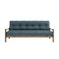 Schlafsofa KARUP DESIGN "KNOB", blau (petrol blau), B:205cm H:79cm T:95cm, Matratzenmaterialzusammensetzung: Futonmatratze mit Knopfheftung, Höhe 14 cm, aus recyceleten Mischfasern mit einem Kern aus 4 cm Schaumstoff. Matratzenfüllung: Baumwoll-Mix-Füllung 90-95% Baumwolle und 5-10% Polyester. Bezug: 80% Baumwolle, 20% Polyester, Sofas, mit Futonmatratze, verschiedene Farben, FSC-zertifiziert, Kie