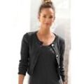 Shirtjacke LASCANA Gr. 32/34, schwarz, Damen, Rippware, Obermaterial: 100% Baumwolle, unifarben, Shirts