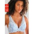 Push-up-BH PETITE FLEUR, Damen, Gr. 70, Cup B, blau (himmelblau, creme), Spitze, Obermaterial: 60% Polyamid, 35% Polyester, 5% Elasthan, feminin, BHs, in High Apex Schnittform, Dessous