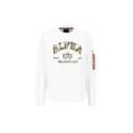 Sweater ALPHA INDUSTRIES "Alpha Industries Men - Sweatshirts College Camo Sweater" Gr. L, weiß (white) Herren Sweatshirts