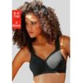 Soft-BH PETITE FLEUR Gr. 100, Cup D, schwarz (schwarz, weiß), Damen, Obermaterial: 80% Baumwolle, 15% Viskose, 5% Elasthan, BHs, ohne Bügel, mit dekorativer Zierkante