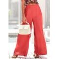 Webhose LASCANA, Damen, Gr. 34, N-Gr, orange (terracotta), Satin, Obermaterial: 100% Polyester, unifarben, modisch, figurumspielend lang, Hosen, aus leichter Satinqualität, weite Palazzohose mit Taschen, Stoffhose