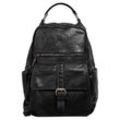 Laptoprucksack X-ZONE, Gr. B/H/T: 37cm x 28cm x 13cm, onesize, schwarz, Rindsleder, Leder, Retro, casual, Rucksäcke, echt Leder, Made in Italy