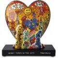 Sammelfigur GOEBEL "Figur James Rizzi - "Heart times in the City"" Dekofiguren Gr. B/H/T: 21 cm x 23 cm x 9 cm, Herz, bunt