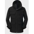 Langjacke SCHÖFFEL "Down Parka Ridgeland M" Gr. 46, schwarz (9990, schwarz), Herren, Oberstoff : 100% Polyester (Membran: Polyurethan) Futter : 100% Polyester Futter : 92% Nylon 8% Elasthan Füllung : 80% Daune 20% Federn, Jacken