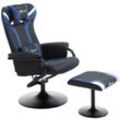 Relaxsessel mit Hocker, Fernsehsessel, Spiel-Stil, Gamingstuhl, Blau