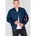 Bomberjacke ALPHA INDUSTRIES "MA-1 TT", Herren, Gr. M, blau (rep.blau), Web, Obermaterial: 100% Nylon. Futter: 100% Nylon, unifarben, modisch, schmal, Langarm Rippbündchen, Jacken