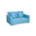 HOMCOM Schlafsofa Schlafcouch mit Bettfunktion, mit Stauraum, 2-Sitzer Sofa 1 Teile, für Wohnzimmer, Polyester, Holz, blau|grau