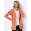 Shirtjacke CASUAL LOOKS "Jersey-Jacke" Gr. 42, orange (papaya), Damen, 95% Polyester, 5% Elasthan, unifarben, Shirts