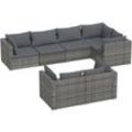 Vidaxl - 7-tlg. Garten-Lounge-Set mit Kissen Grau Poly Rattan