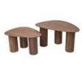 Design-Beistelltische aus dunklem Holz (2er-Set) FOLEEN