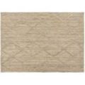 Handbestickter Teppich aus Jute mit Rautenmuster 160 x 230 cm naturfarben RAFI