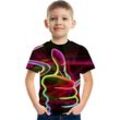 Happybuyyy Kinder/kinder-T-Shirt, Kurzärmelig, 3d-Daumendruck, Sommer/frühling, Sportmode, Polyester, Jungen-T-Shirt